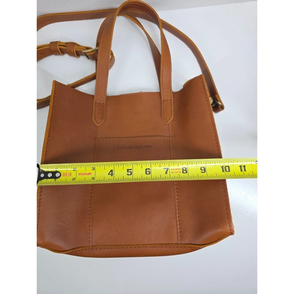 Portland Leather Goods Mini Crossbody Tote Honey Brown Leather Handbag